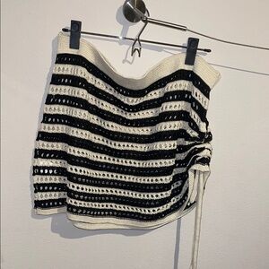 NEW Black and Nude Striped Knit Skirt Size XL